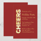 Cheers Holiday Party Invitation Kaart (Voorkant / Achterkant)