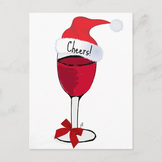Cheers! HOLIDAY RED WINE PRINT by jill Feestdagenkaart (Voorkant)