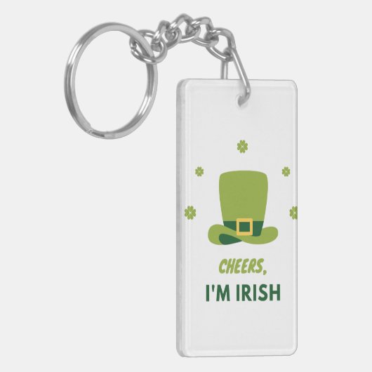 " CHEERS I M IRISH" DUBBELE ACRYLIC-SLEUTELHANGER SLEUTELHANGER (Voorkant Links)