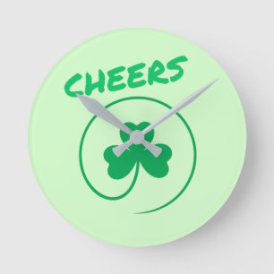 Cheers Ireland Clover Shamrock Retro Ronde Klok