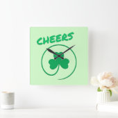 Cheers Ireland Clover Shamrock Retro Vierkante Klok (Huis)