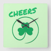 Cheers Ireland Clover Shamrock Retro Vierkante Klok (Voorkant)