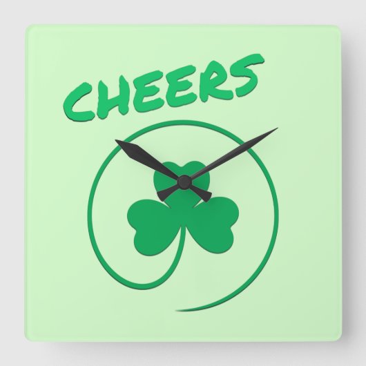 Cheers Ireland Clover Shamrock Retro Vierkante Klok (Voorkant)