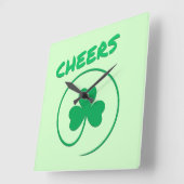 Cheers Ireland Clover Shamrock Retro Vierkante Klok (Hoek)