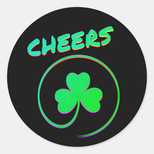 Cheers Ireland Clover Shamrock St Patrick's Ronde Sticker (Voorkant)