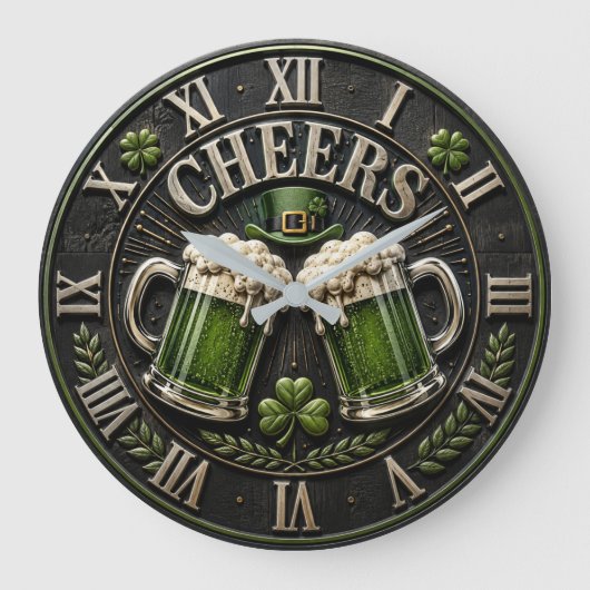 Cheers Irish Green Beer Pub St. Patrick's Day Grote Klok (Voorkant)
