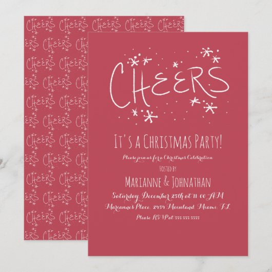 Cheers kerstfeest met handschrift kaart (Voorkant / Achterkant)