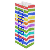 CHEERS! Kleurrijke gestreepte wijnzak Wijn Cadeautas (Voorkant Gekanteld)