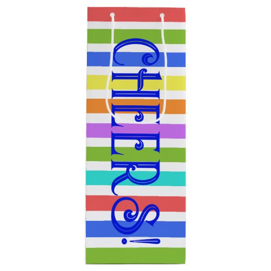 CHEERS! Kleurrijke gestreepte wijnzak Wijn Cadeautas (Voorkant)