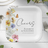 Cheers | Kleurrijke Wildflower Boho bruiloft Papieren Bordje