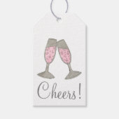 Cheers! Label met een roze bruine champagne Weddin Cadeaulabel (Voorkant)