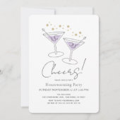 Cheers Lavender Paarse Housewarming Cocktail Party Kaart (Voorkant)