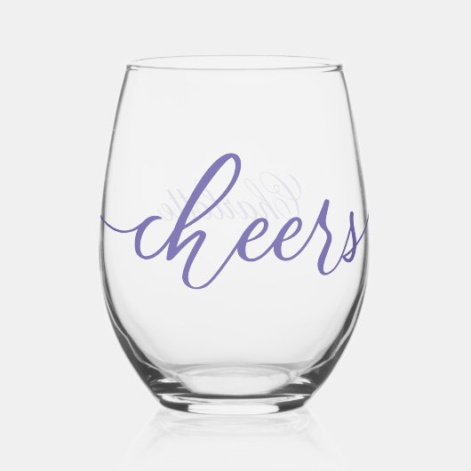 CHEERS! Leuk Mooie Typografie met Naam Wijnglas Zonder Voet (Voorkant)