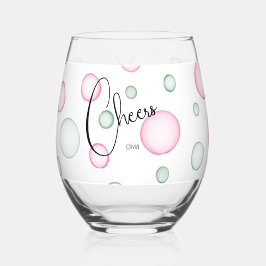 Cheers | Levendige leuke roze en groene bubbels Wijnglas Zonder Voet