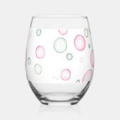 Cheers | Levendige leuke roze en groene bubbels Wijnglas Zonder Voet (Achterkant)