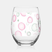 Cheers | Levendige leuke roze en groene bubbels Wijnglas Zonder Voet (Rechts)