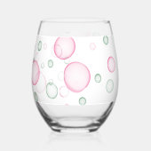 Cheers | Levendige leuke roze en groene bubbels Wijnglas Zonder Voet (Links)