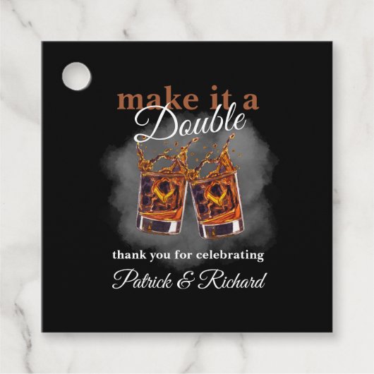 Cheers Maak er een Double Celebration Whiskey Glas Bedankjes Labels (Voorkant)