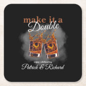 Cheers Maak er een Double Celebration Whiskey Glas Kartonnen Onderzetters (Voorkant)