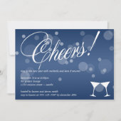 Cheers martini blue dazzle bubble viering kaart (Voorkant)