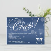 Cheers martini blue dazzle bubble viering kaart (Staand voorkant)