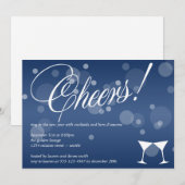 Cheers martini blue dazzle bubble viering kaart (Voorkant / Achterkant)