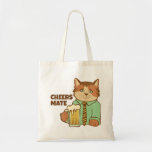 Cheers Mate Cat en Beer Favor Tags Tote Bag<br><div class="desc">Kat met koude brouwerij.</div>