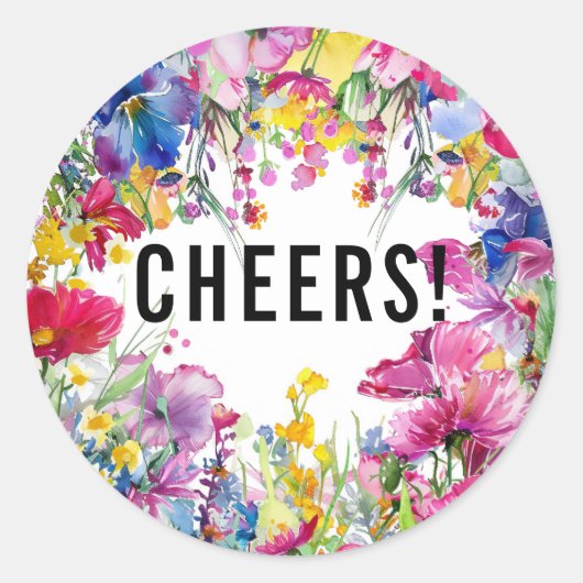 CHEERS! 🌻💗 Meadow Blooms Collectie Ronde Sticker (Voorkant)