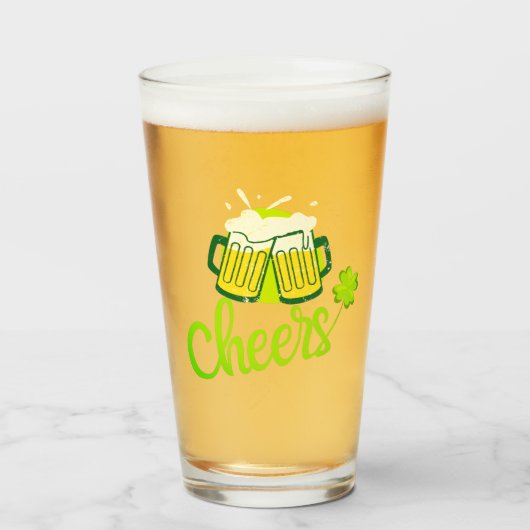 Cheers met Shamrock - St Patrick Day Glas (Voorkant gevuld)