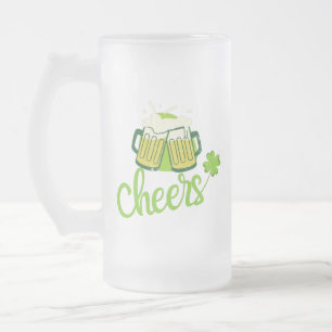 Cheers met Shamrock - St Patrick Day Matglas Bierpul