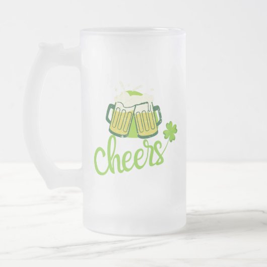 Cheers met Shamrock - St Patrick Day Matglas Bierpul (Links)