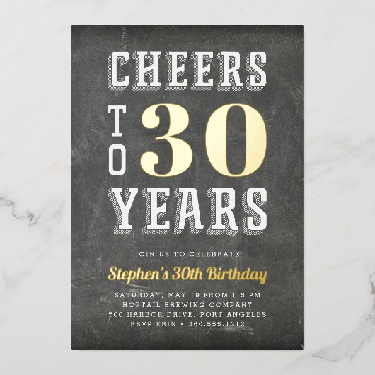 Cheers Milestone Birthday Party Folie Uitnodiging (Voorkant)