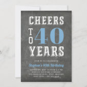 Cheers Milestone Birthday Party Invitation | Blauw Kaart (Voorkant)