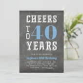 Cheers Milestone Birthday Party Invitation | Blauw Kaart (Staand voorkant)