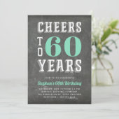 Cheers Milestone Birthday Party Invitation | Groen Kaart (Staand voorkant)