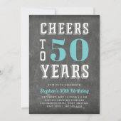 Cheers Milestone Birthday Party Invitation | Teal Kaart (Voorkant)