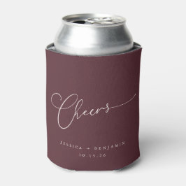 Cheers Minimal Bourgundy Script Custom Wedding Blikjeskoeler