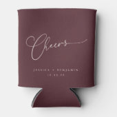 Cheers Minimal Bourgundy Script Custom Wedding Blikjeskoeler (Voorkant)