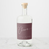 Cheers Minimal Bourgundy Script Custom Wedding Likeurfles Etiket (Voorkant)