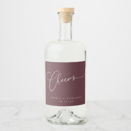 Cheers Minimal Bourgundy Script Custom Wedding Likeurfles Etiket