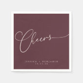 Cheers Minimal Bourgundy Script Custom Wedding Servet (Voorkant)