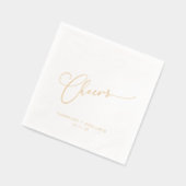 Cheers Minimal Script Custom Wedding Elegant Goud Folie Servetten (Links)