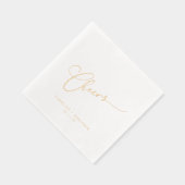 Cheers Minimal Script Custom Wedding Elegant Goud Folie Servetten (Rechts)