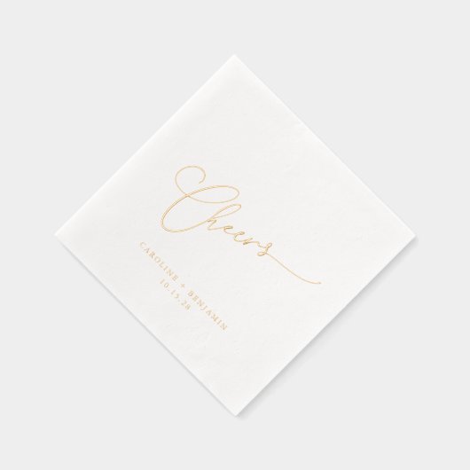 Cheers Minimal Script Custom Wedding Elegant Goud Folie Servetten (Rechts)