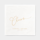Cheers Minimal Script Custom Wedding Elegant Goud Folie Servetten (Voorkant)