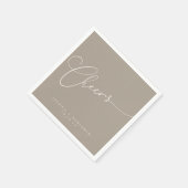 Cheers Minimal Taupe Brown Script Custom Wedding Servet (Hoek)