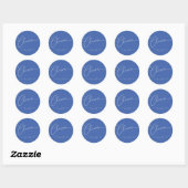 Cheers Minimale Franse blauwe Script Aangepast huw Ronde Sticker (Vel)