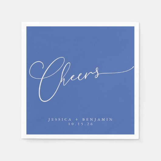 Cheers Minimale Franse blauwe Script Aangepast huw Servet (Voorkant)