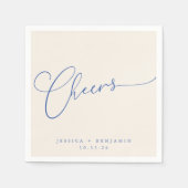 Cheers Minimale Ivory Blue Script Custom Wedding Servet (Voorkant)