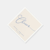 Cheers Minimale Ivory Blue Script Custom Wedding Servet (Hoek)